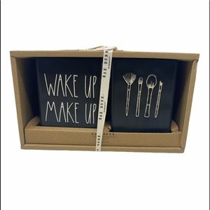 RAE DUNN “WAKE UP MAKE UP” Brush Holders Black